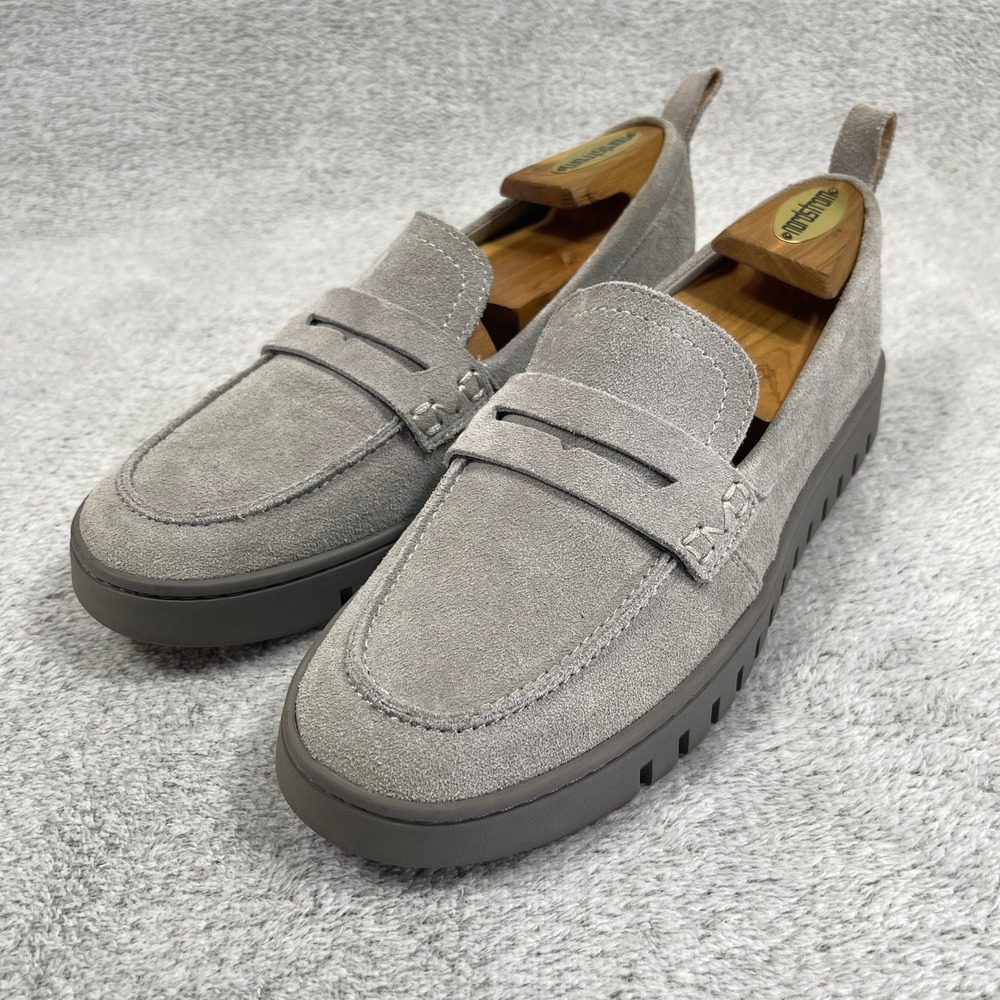 Vionic Loafers Women 8 Gray Kensley Suede Platform Penny Loafer Lug Sole